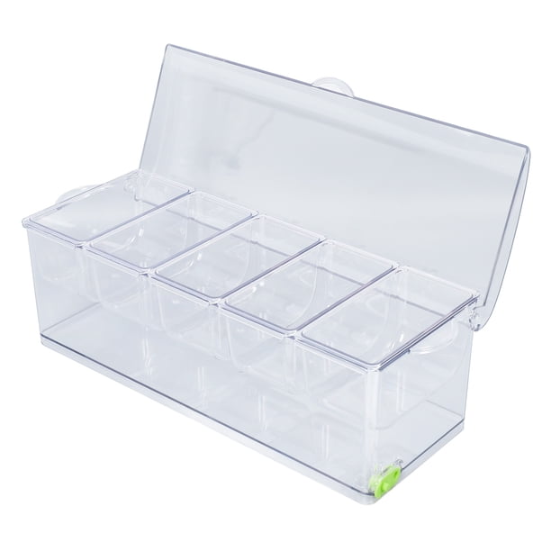 Servidor De Condimentos Refrigerados Por Hielo, Contenedor De Almacenamiento De Plástico, Bandeja Transparente Para Servir Salsa, Para El Hogar, Cocina, Viaje