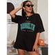 thumbnail image 5 of Camiseta con estampado de BROOKLYN para hombre y mujer, moda de verano, camisetas informales europeas y americanas para mujer, camiseta de gran tamaño, 5 of 5