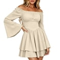 thumbnail image 3 of SAWOBUUN Women Corset Dress Off Shoulder Bell Sleeve Mini Dress Renaissance Pirate Fairy Dress for Halloween Medieval Party, 3 of 9