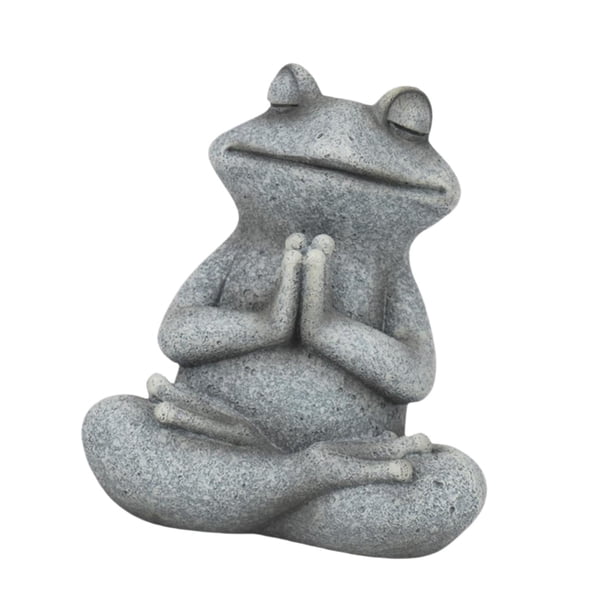 Estatua de rana meditando sentada, figura de , escultura de animal coleccionable para mesa de jardín, para oficina, patio y terraza.
