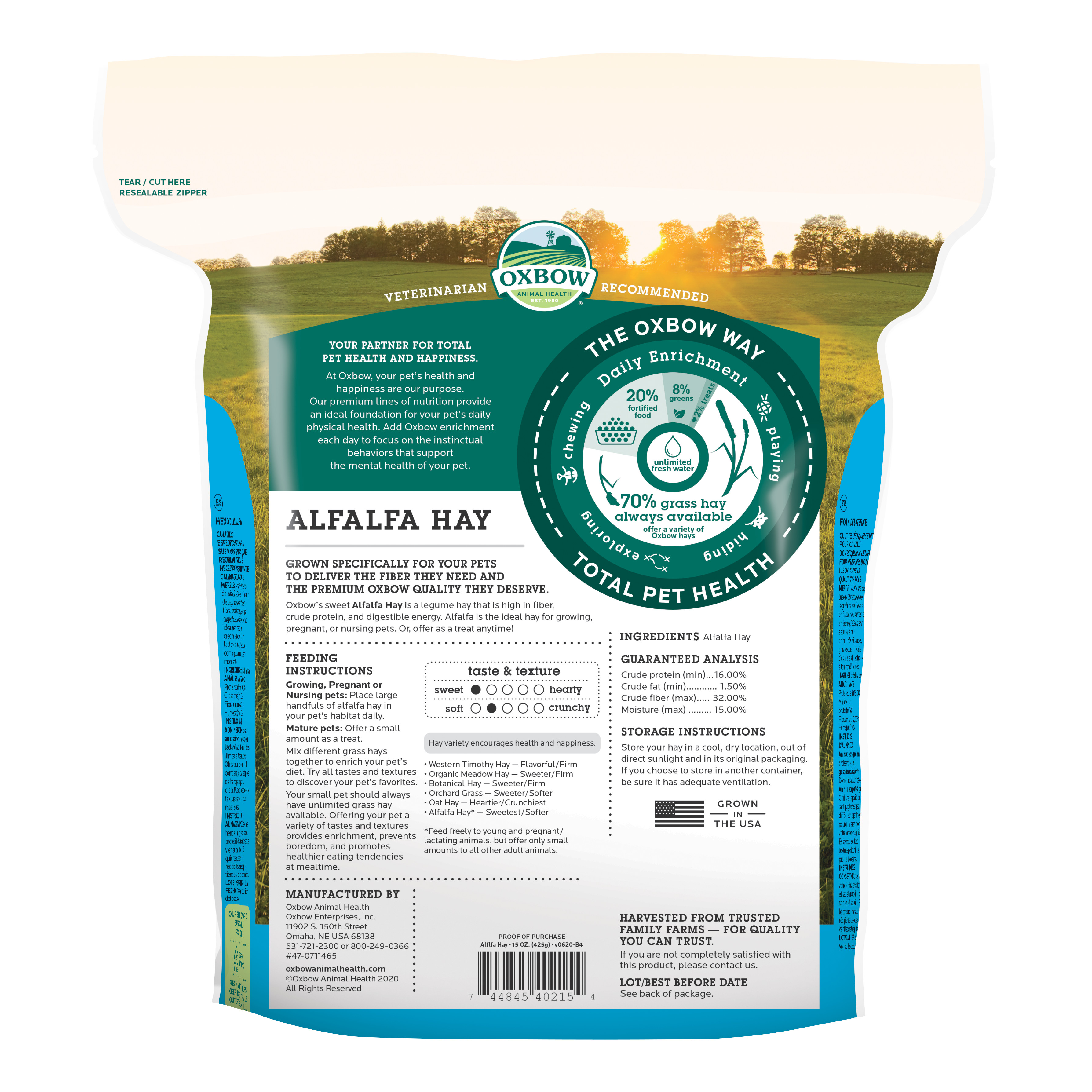 Oxbow Alfalfa Hay Dry Small Animal Food, 15 oz. photo 2