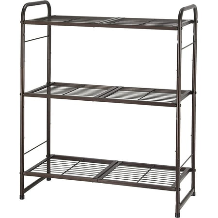 

3-Tier Adjustable Wire Shelving Unit Storage Rack Expandable & Stackable Kitchen Laundry Bathroom Cabinet Organizer Br