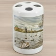 thumbnail image 1 of Landscape Ceramic Toothbrush Holder, Prague Charles Bridge Old Town Czech Republic Riverside Scenic View with Swans, Decorative Versatile Countertop for Bathroom, 4.5" X 2.7", Multicolor, by Ambesonne, 1 of 4