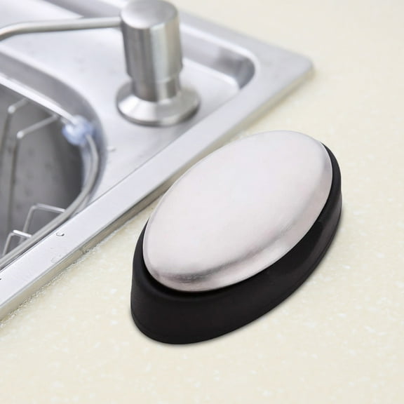 Hxlamzoo Stainless Steel Soap Odor Remover for Hands, Large Oval Silver Metal Soap 2.48x1.81x0.67in, Removes Fishy and Alliaceous Smells, Reusable and Easy Clean for Kitchen Home Use