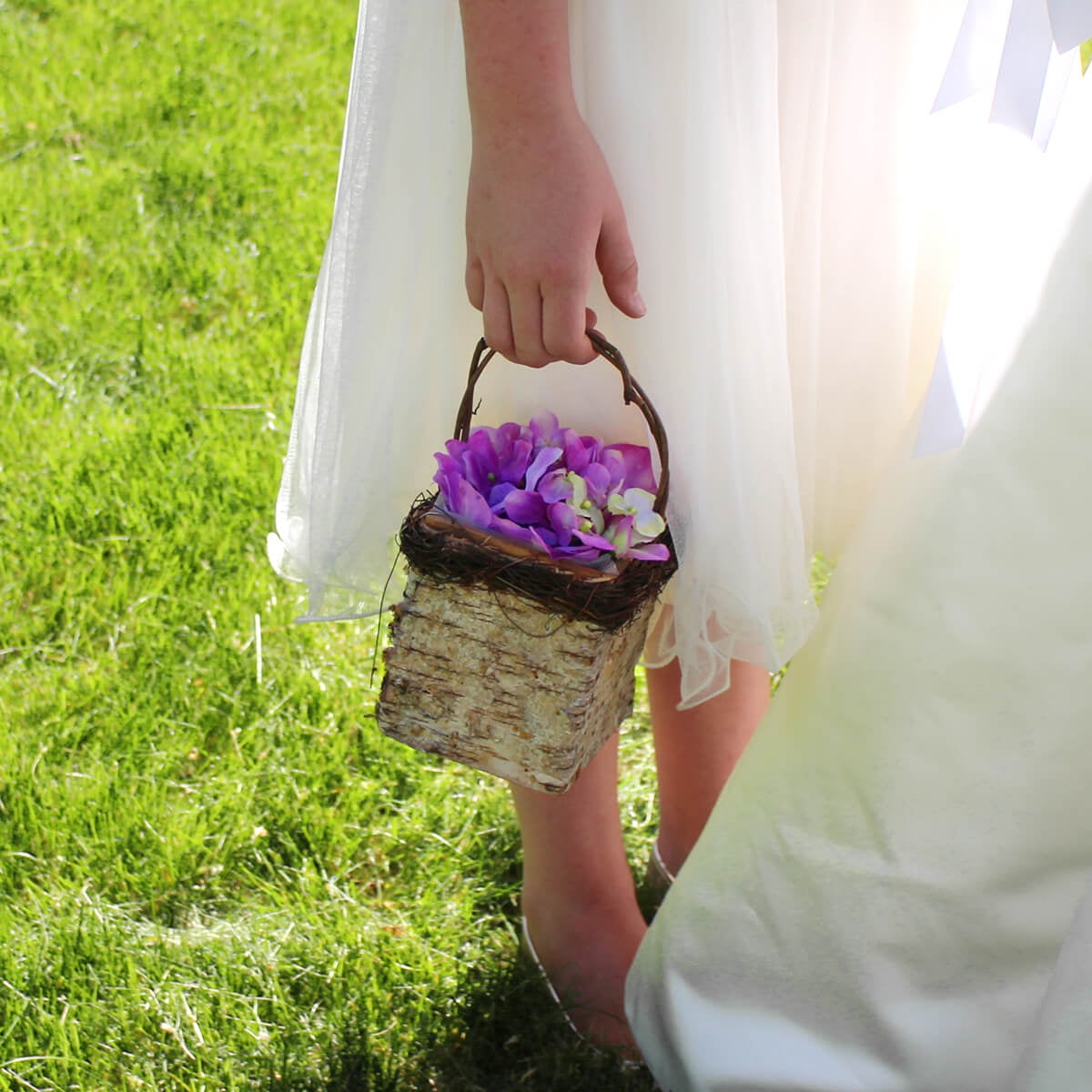 birch flower girl basket