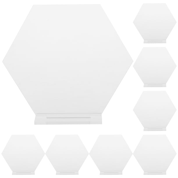 Juego de 18 letreros acrílicos hexagonales transparentes con soporte, láminas acrílicas hexagonales en blanco de 1 pulgada, letrero de mesa DIY en blanco para números de mesa, decoración de recepció