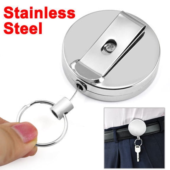 ELAYARD Heavy Duty Retractable Keychain Ergonomic Design Metal for Daily Use 1Set