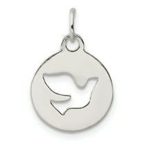 925 Sterling Silver Circle with Dove Charm Pendant