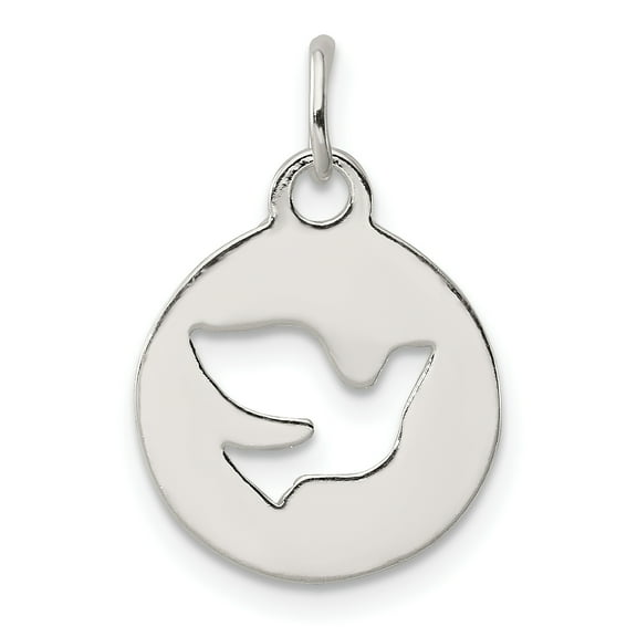 925 Sterling Silver Circle with Dove Charm Pendant