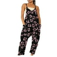 thumbnail image 2 of Yievot Jumpsuits for Womens Casual Summer Rompers Sleeveless Floral Print Loose Strap Baggy Overalls Women Jumpsuit with Pockets 2025 2025 Birthday Gifts Pants for Women, 2 of 6