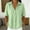 Mint Green, variant on Women's Peter Pan Pearl Button Short Sleeve Linen Shirt, Relax Curved Hem Casual Summer Office Blouse Gray XXL
