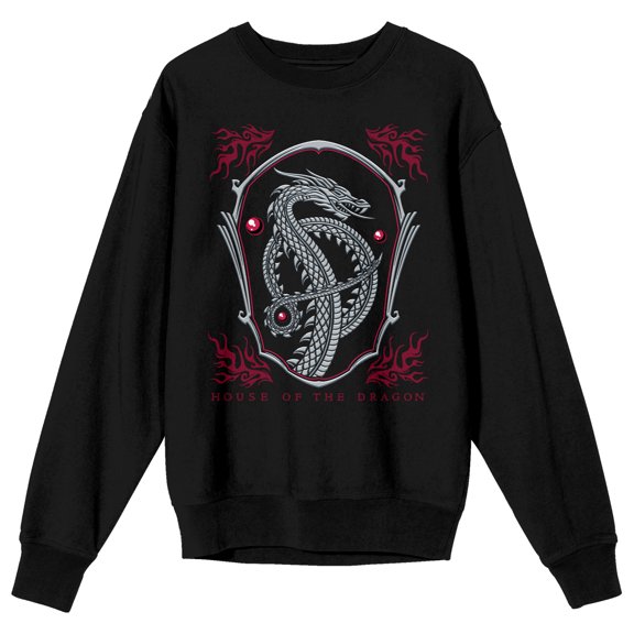 House Of The Dragon Dragon Crest Art Junior's Black Sweatshirt-Medium
