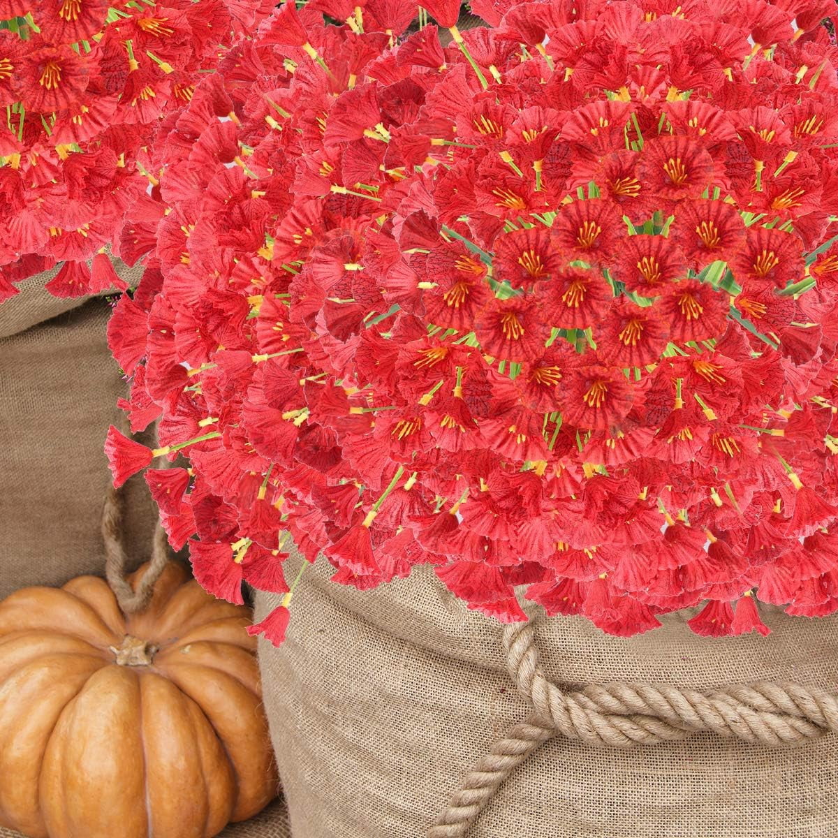 12 Bundles Artificial Silk Flowers Outdoor UV Resistant Fake Plastic Plants Indoor Outside Hanging Plants Garden Porch Window Box Home Wedding Farmhouse Decor (Deep Red)