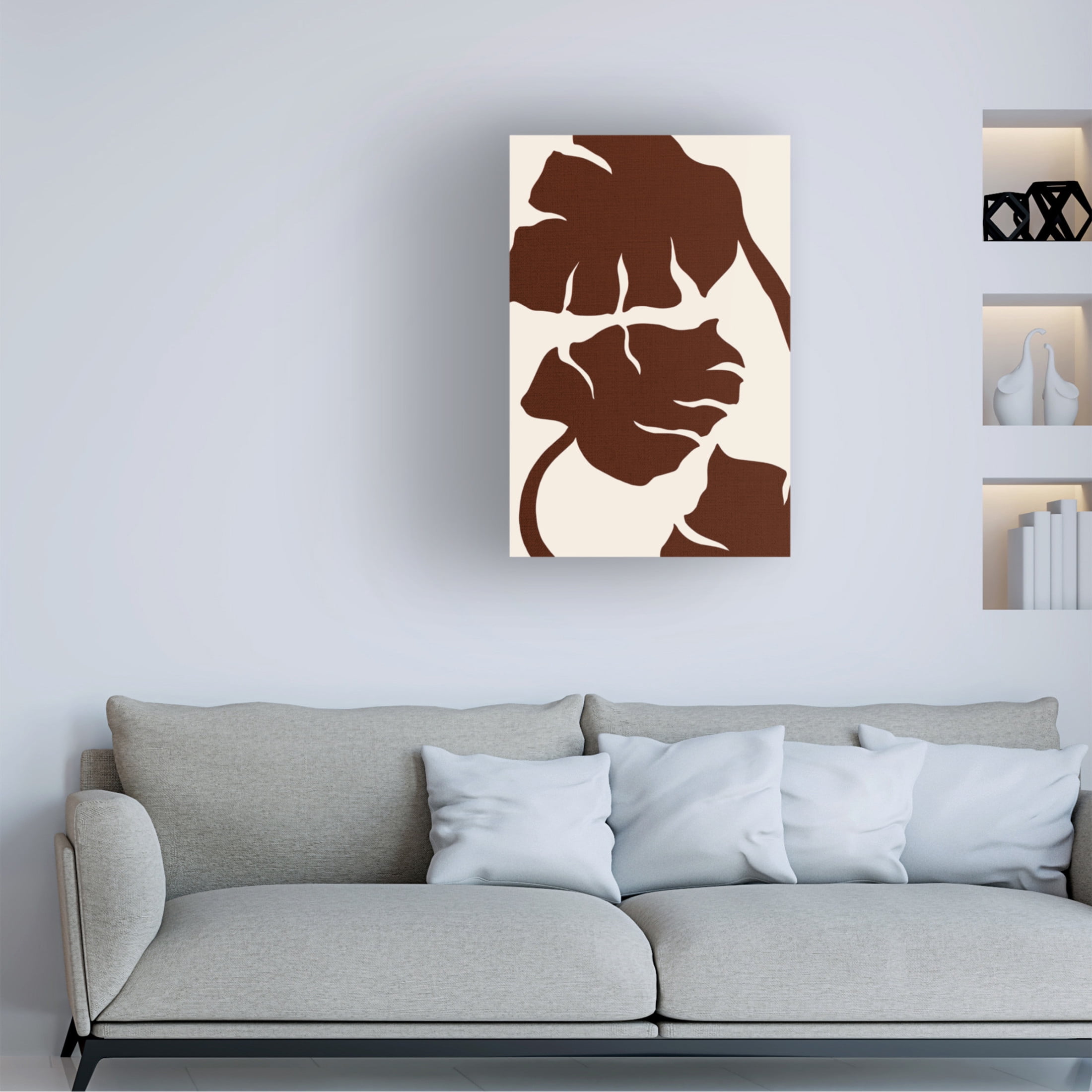 Canvas Wall Art - Pictufy Studio 'Monstera Canvas Brown' Wall Art for Living Room, Bedroom, or Office Décor by Trademark Fine Art - 30 x 47 Inches
