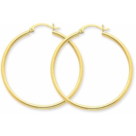 hoop gold earrings lightweight tube 14kt yellow