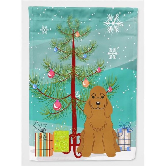 Caroline's Treasures BB4220CHF Merry Christmas Tree Cocker Spaniel Red Flag Canvas House Size , Large, multicolor