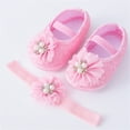 thumbnail image 2 of Otqutp Little Kid Solid Color Shoes Baby Shoes With Hair Band Fashion Soft Soled Toddler Shoes Dress Flower Princess Shoes, 2 of 6