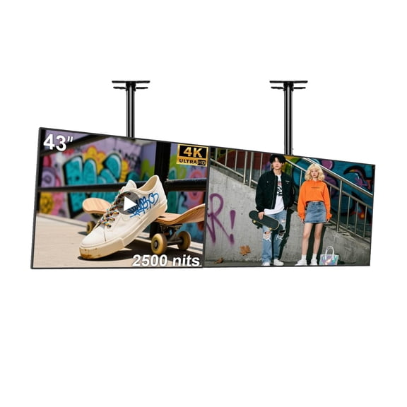 43inch Digital Signage Display, 4K UHD 2500nits High Brightness Advertising Display, Slim Fit Frameless Digital Kiosk, CMS/Plug & Play Auto Play, 7/24 Timer Switch, Smart Split Screen, Android OS