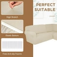 thumbnail image 4 of 3 Pcs L Shaped Couch Covers for Sectional Corner Sofa Stretch 5 Seat Washable Corner Sofa Slipcover Sectional Couch Protector for Living Room(Beige,Milk Silk), 4 of 14