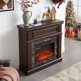 thumbnail image 4 of S-HOME Electric Fireplace Mantel Surround with 23 Inch Insert, Adjustable Flame, Remote Control for Home，Cherry, 4 of 10