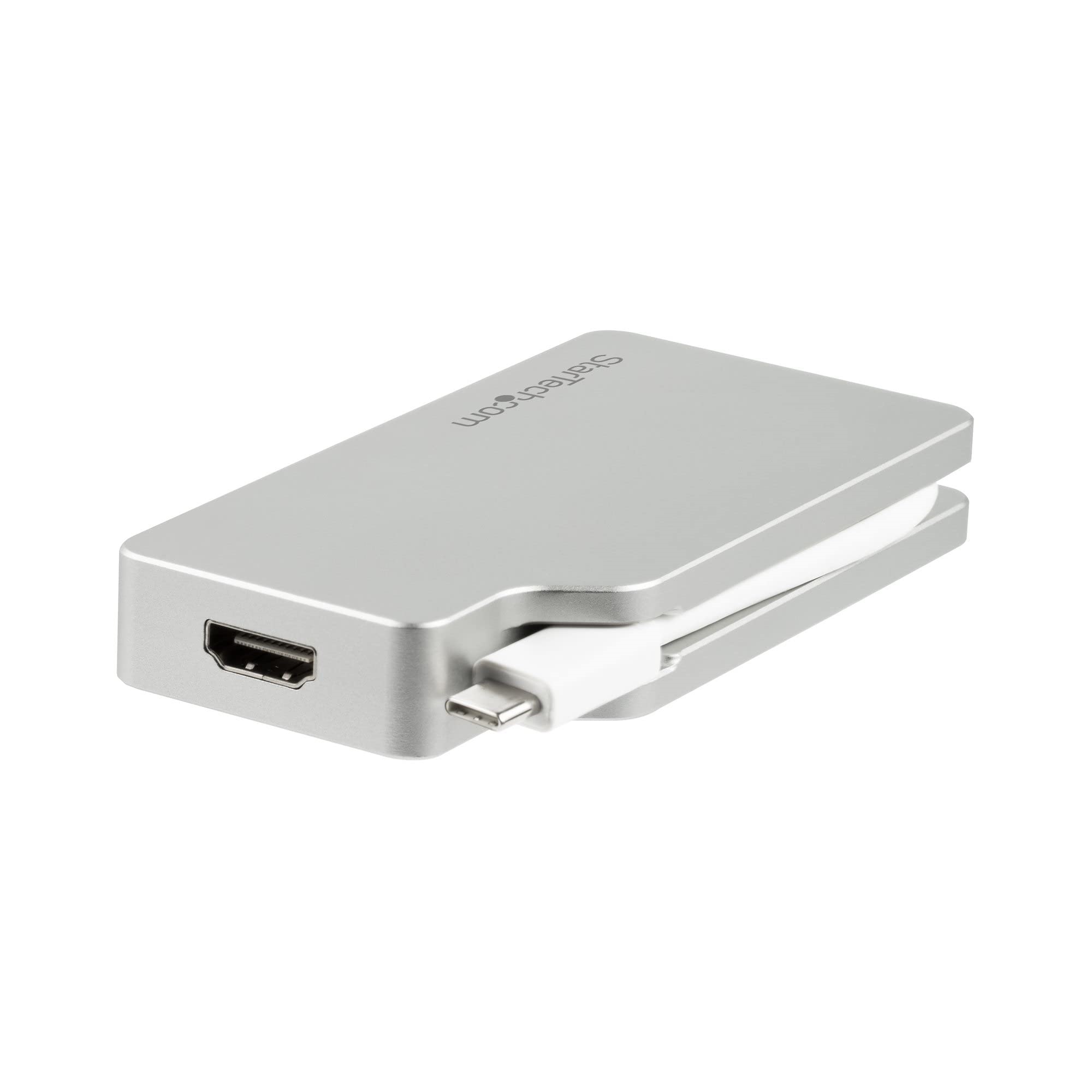 StarTech Aluminum Travel A/V Adapter: 4-in-1 USB-C to VGA, DVI, HDMI or mDP