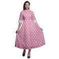 thumbnail image 1 of Bimba Robe Anarkali à Blocs Rose Pâle pour Femmes, Kurti Imprimée Ethnique Indienne, Longue Kurta, Robe de Soirée, XX-Grand, 1 of 6