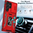 thumbnail image 4 of Compatible Samsung Galaxy S23 Ultra 5G Case with Metal Ring & Slide Camera Cover Protection, [Built in Car Magnetic Suction]Slim Fit Soft TPU Protective Bumper Case for Galaxy S23 Ultra Case Red, 4 of 14