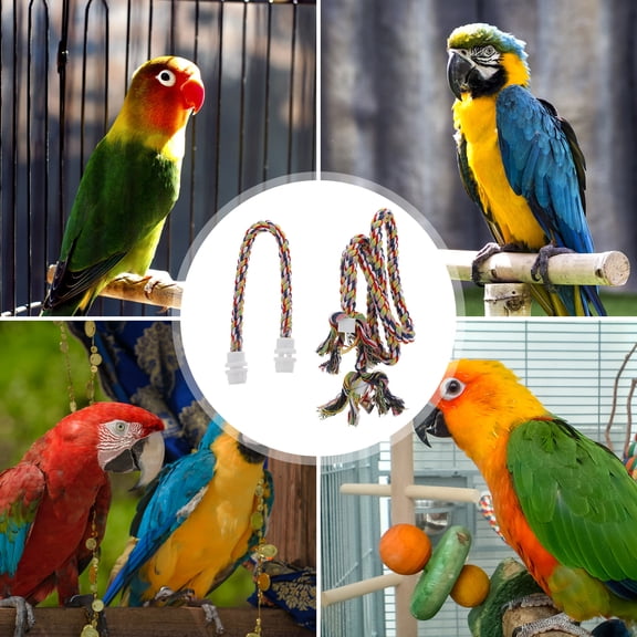 PTOOTP 2-Pack Parrot Cotton Rope Perch Bird Toy for Climbing and Playing Accessories