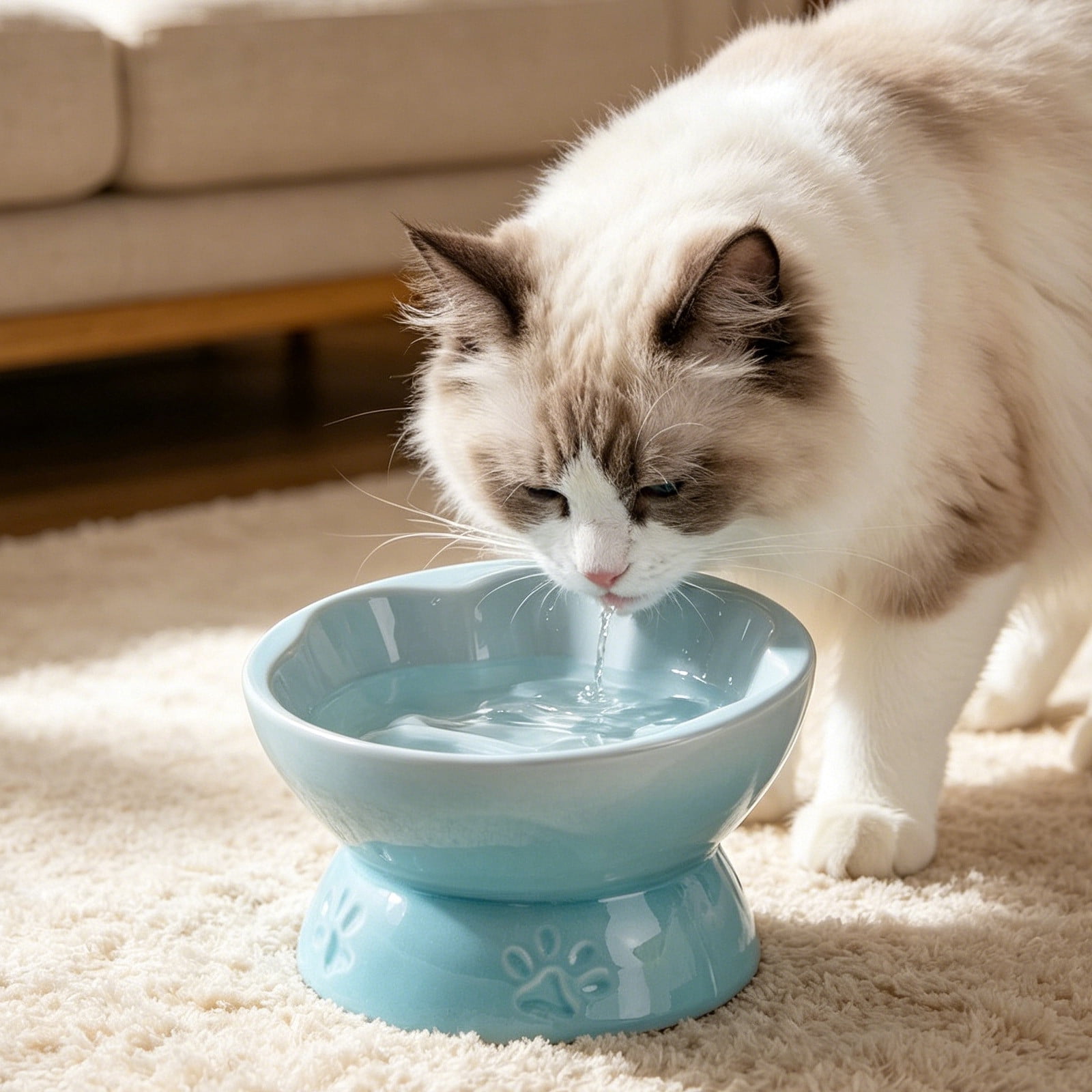 NWOKYZGH Ceramic Slow Feeder Bowl, Elevated Bowl Tilted Design Slow Feeder for and for Dry and Wet Food