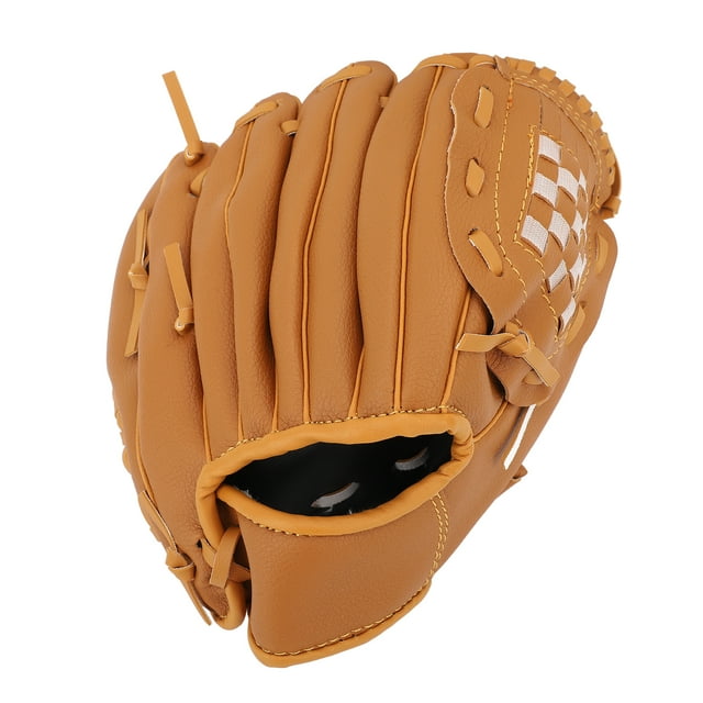 Guante de béisbol ergonómico de piel sintética, suave, profesional, para fildeo y sóftbol, para jóvenes y adultos, 10,5 pulgadas, color marrón.