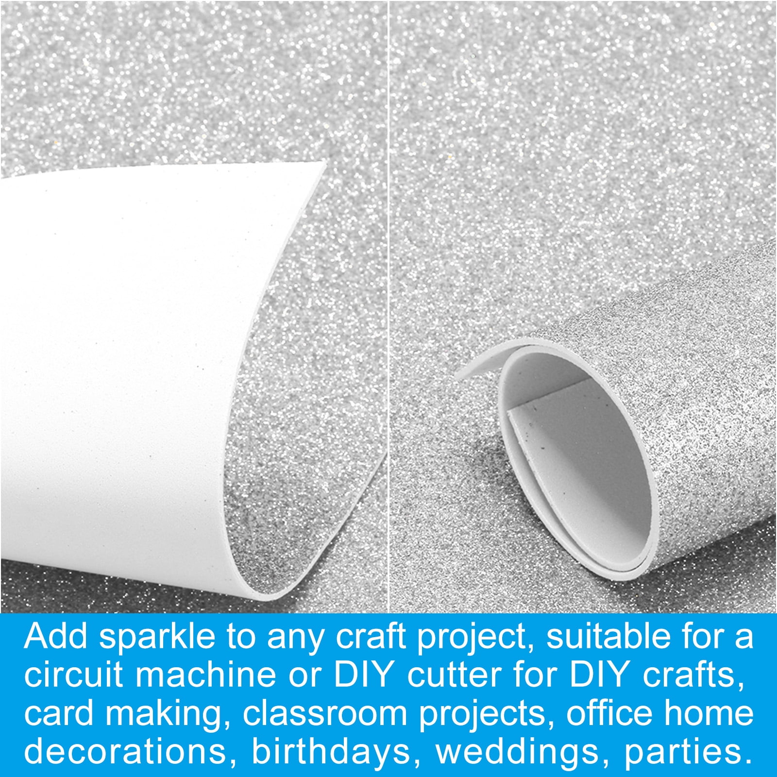 Uxcell 10 Sheets 2mm Glitter Foam Sheet, 16" x 12" Lavender Sparkle EVA Paper
