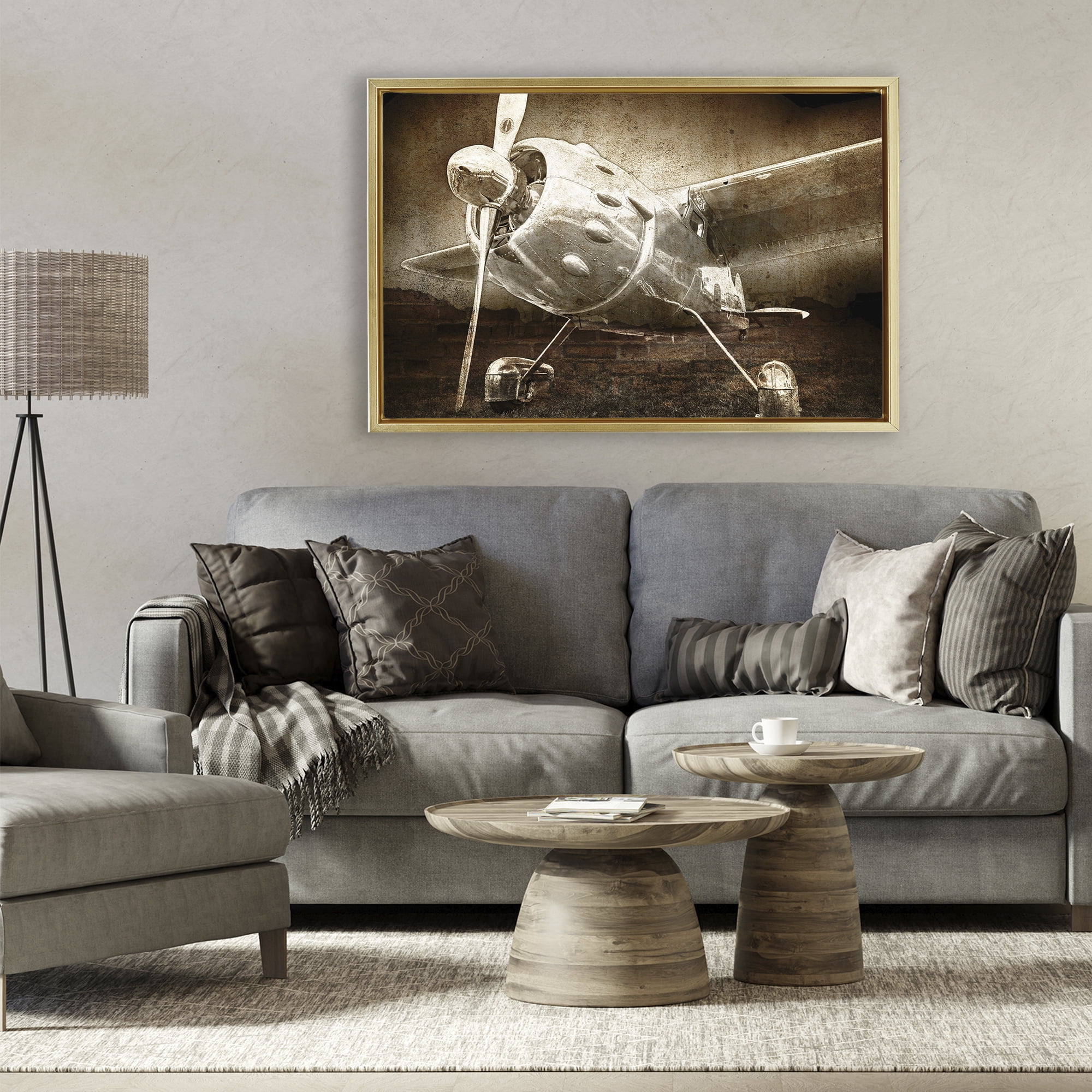 Stupell Industries Taking Flight Vintage Gold Framed Floater Canvas Wall Art, design by Kim Allen