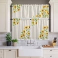 thumbnail image 4 of 3 Piece Kitchen Curtains and Valances Set Yellow Daisy Flowers Cafe Curtains 36 Inch Length Spring Summer Rustic Garden Floral Valance & Tier Curtain for Living Room Bedroom Window 54"x18"+27"x36"*2, 4 of 6