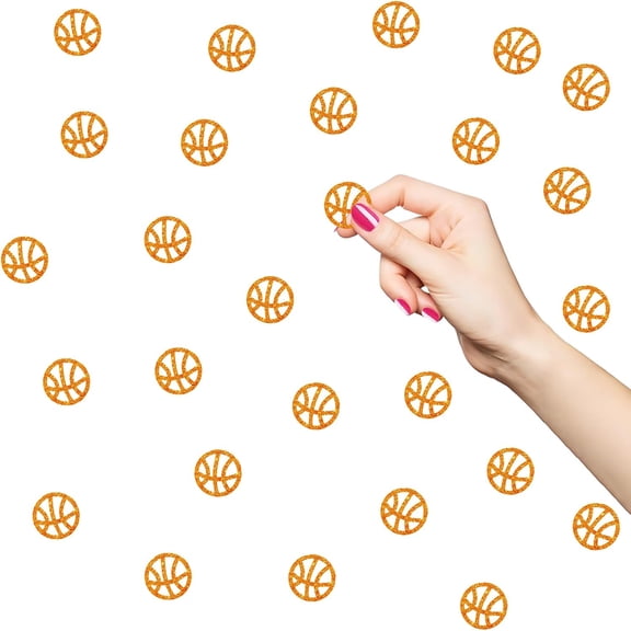 120 Basketball Confetti, Orange Glitter Basketball Table Confetti, Basketball Birthday Paper Cut Outs, Sport Theme Birthday Party Table Decoration