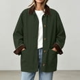 thumbnail image 5 of HCBY Women Corduroy Collar Jacket Button Front Mid Length Barn Coat Utility Workwear with Pockets for Fall Winter, 5 of 9