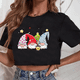 thumbnail image 4 of Women's Christmas Gnome T-Shirt New Fashion Cute Gnome Short T-Shirt Shirt Christmas Gnome Merry Christmas Shirt, 4 of 5