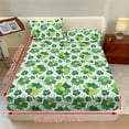 thumbnail image 2 of COEQINE Twin XL Size 3 Piece Sheet Set, Wrinkle Free Comfort Cooling Sheets All Around Elastic Fitted Holiday Bedding Set Home Decor for Women Men for St. Patrick's Day Decor, Coin Clover Green, 2 of 5