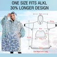 thumbnail image 4 of Oversized Wearable Blanket Hoodie,Blue Floral Leaf Pattern Sherpa Blanket Hoodie with Super Pockets,Super Warm Fuzzy Pullover for Women & Men, 4 of 6