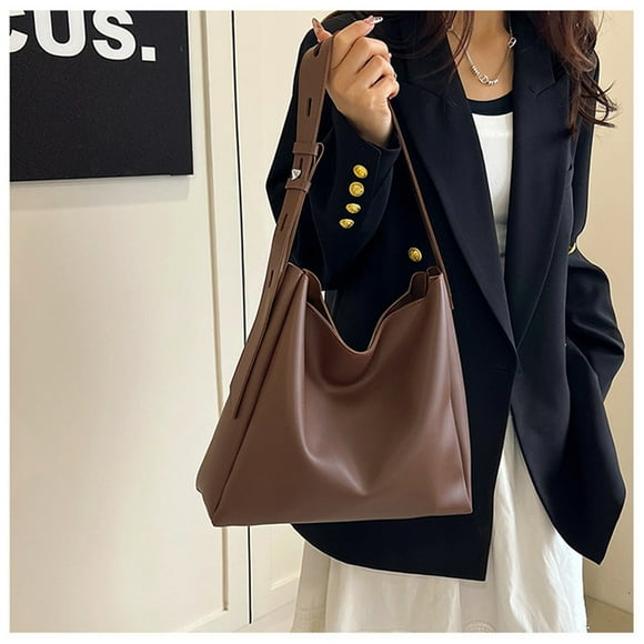 Qaailabf Fashionable Women's Two Piece Bag Set Large Capacity Handbag and Shoulder Crossbody Bags in Black Brown Coffee Durable Polyurethane 32x29x11cm Ideal for Work Travel Shopping
