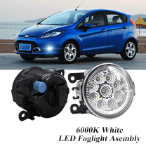 Pair Round LED Fog Lights for Ford Fiesta 2014-2019, 55W White Clear Off-Road Lamps Black Front Bumper LED Fog Lights Assembly
