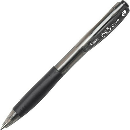 BIC BU3 Grip Ball Pens Medium Pen Point - 1 mm Pen Point Size - Black - Black Barrel - 36 / Box