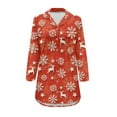 thumbnail image 3 of Yuyamidu Womens Christmas Nightgowns Reindeer Long Sleeve Pajama Top Snowflake Night Gowns Casual Button Down Night Shirts for Women Sleepwear Size M, Red, 3 of 7