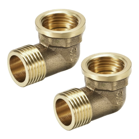 Brass Pipe Fitting,90 Degree Elbow,1/2 PT Male x 1/2 PT Female 2pcs