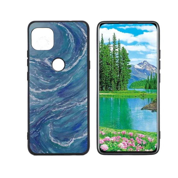 Compatible with Moto One 5G Ace Phone Case, Ocean-Line-Art-4 Case Silicone Protective for Teen Girl Boy Case for Moto One 5G Ace