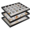 thumbnail image 1 of SHIQI-ProCase 3 Set Stackable Jewelry Organizer for Drawer Vanity Dresser, Jewelry Display Storage Tray for Ring Necklace Earring Watch with Removable Dividers -Black, 1 of 3