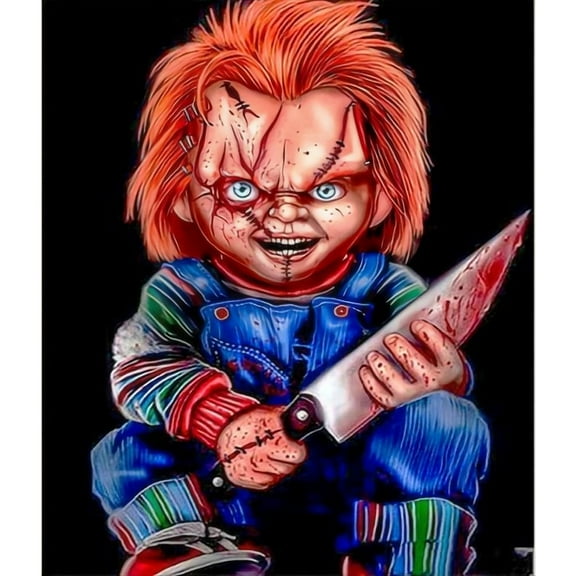 Chucky Diamond Painting Set (for Adults) 5D DIY Character Diamond Art Set (for Beginners) Round Full Diamond Diamond Painting Gem Art Crafts (Home Wall Decoration Gift)
