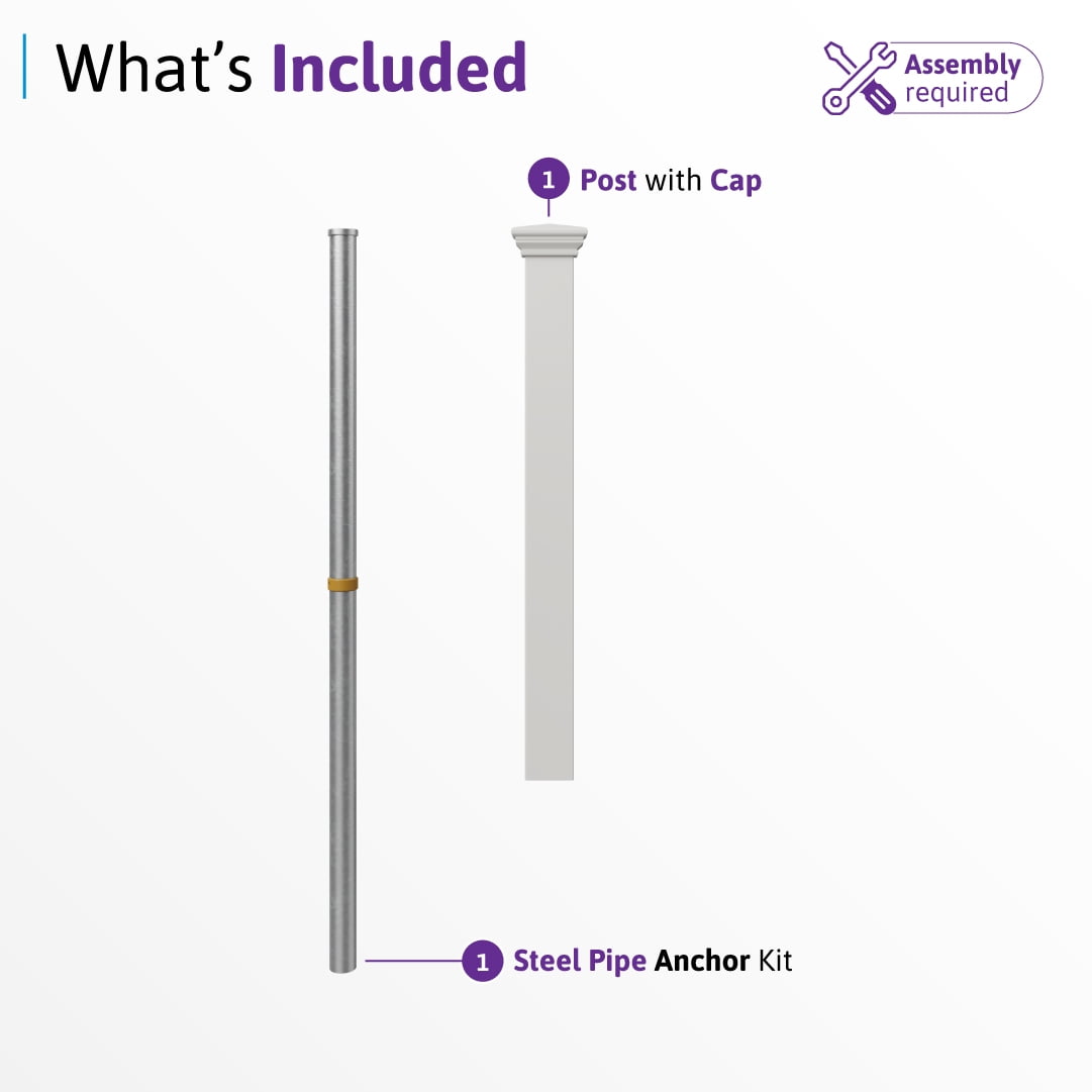 No-Dig Newport Finishing Post with Permanent Steel Pipe Anchor (36" H x 3.5" W x 2" L)