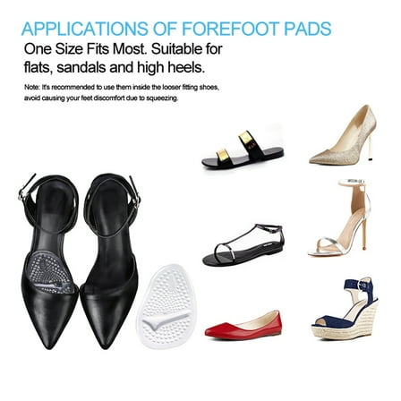 Ball of Foot Cushions, 2 Pairs Anti Slip Shoe Pads Inserts Gel Forefoot Insoles for Women