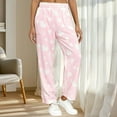 thumbnail image 2 of Women's Valentine's Flannel Pajamas Pants Fleece Lined Print Elastic Waist Sleepwear with Pockets Pink 2XL, 2 of 7