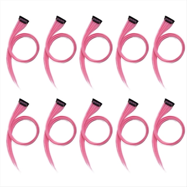 10 Uds. Horquilla de ExtensióN de Cabello Resaltada para NiñA ArcoíRis Pinza de Pelo Larga y Recta Recortable para Cabello Falso